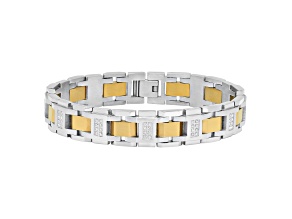 0.75ctw Diamond Two-Tone Stainless Steel Link Bracelet