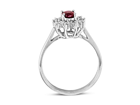 0.65ctw Oval Ruby and Diamond Halo Ring in 14k White Gold