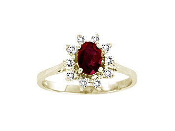 Picture of 0.65ctw Oval Ruby and Diamond Halo Ring in 14k Yellow Gold