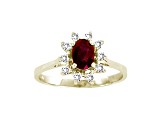 0.65ctw Oval Ruby and Diamond Halo Ring in 14k Yellow Gold