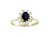 0.75ctw Oval Sapphire and Diamond Halo Ring in 14k Yellow Gold