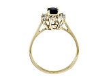 0.75ctw Oval Sapphire and Diamond Halo Ring in 14k Yellow Gold