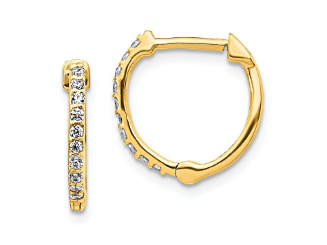10k Yellow Gold 1/2", 0.2ctw Diamond Hinged Hoop Earrings