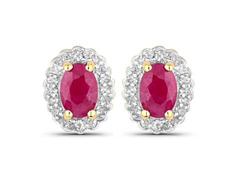 Red Ruby 18k Yellow Gold Over Sterling Silver Necklace and