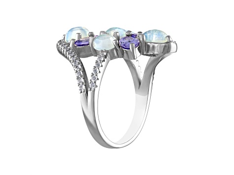 White Opal Sterling Silver Ring 4.44ctw