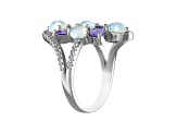 White Opal Sterling Silver Ring 4.44ctw