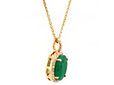 3.88 Ctw Emerald and 0.24 Ctw White Diamond Pendant in 14K YG