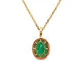 3.88 Ctw Emerald and 0.24 Ctw White Diamond Pendant in 14K YG