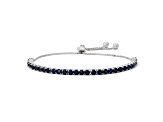 Lab Created Blue Sapphire Sterling Silver Bolo Bracelet 4.03ctw