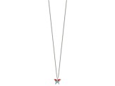 Sterling Silver Polished and Enameled Cubic Zirconia Butterfly Children's Necklace