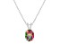 10x8mm Oval Mystic Topaz With Diamond Accents Rhodium Over Sterling Silver Pendant with Chain