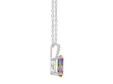 10x8mm Oval Mystic Topaz With Diamond Accents Rhodium Over Sterling Silver Pendant with Chain