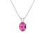 10x8mm Oval Pink Topaz With Diamond Accents Rhodium Over Sterling Silver Pendant with Chain