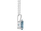 10x8mm Oval Sky Blue Topaz With Diamond Accents Rhodium Over Sterling Silver Pendant with Chain