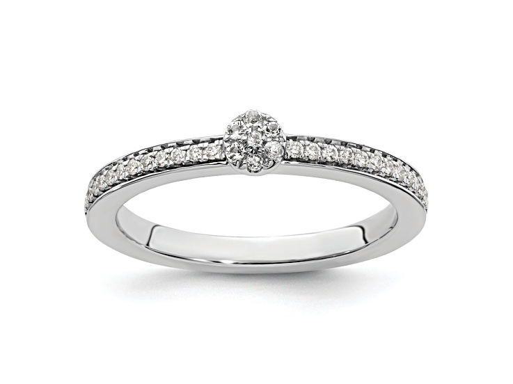 14K White Gold Stackable Expressions White Topaz and Diamond Ring 0.075ctw