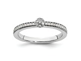 14K White Gold Stackable Expressions White Topaz and Diamond Ring 0.075ctw