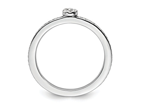 14K White Gold Stackable Expressions White Topaz and Diamond Ring 0.075ctw