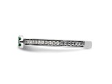 14K White Gold Stackable Expressions Lab Created Emerald and Diamond Ring 0.075ctw