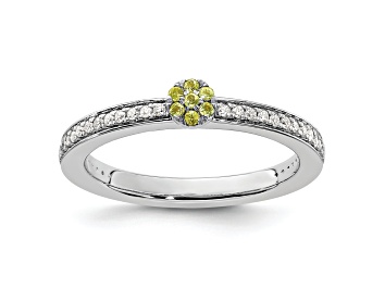 Picture of 14K White Gold Stackable Expressions Peridot and Diamond Ring 0.075ctw