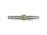 14K White Gold Stackable Expressions Peridot and Diamond Ring 0.075ctw