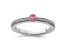14K White Gold Stackable Expressions Pink Tourmaline and Diamond Ring 0.075ctw