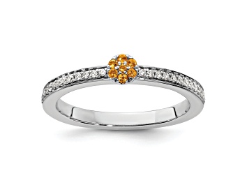 Picture of 14K White Gold Stackable Expressions Citrine and Diamond Ring 0.075ctw