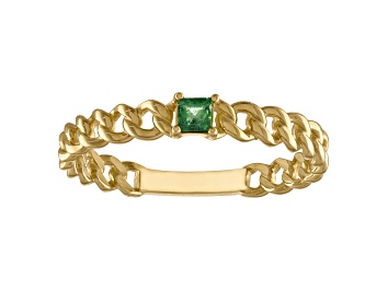 Picture of 10K Yellow Gold Square Emerald Curb Ring .05ctw