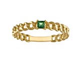 10K Yellow Gold Square Emerald Curb Ring .05ctw