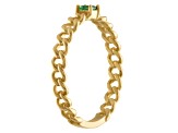 10K Yellow Gold Square Emerald Curb Ring .05ctw