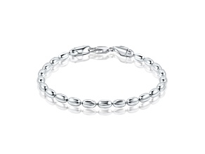 Sterling Silver 4MM Italian Oval Bead Ball Strand Chain Bracelet Made in Italy Size - 8 Inches