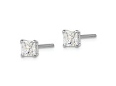 Sterling Silver Rhodium-plated 4mm Square CZ Stud Earrings