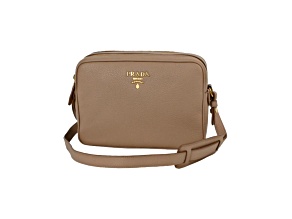 Prada Beige Vitello Phenix Leather Double Zip Crossbody Bag