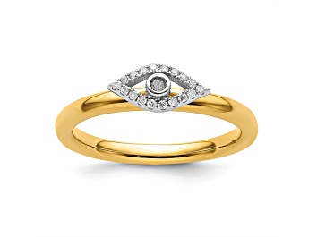 Picture of 14K Yellow Gold Over Sterling Silver Stackable Expressions Evil Eye Diamond Ring 0.087ctw