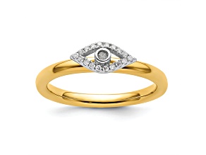 14K Yellow Gold Over Sterling Silver Stackable Expressions Evil Eye Diamond Ring 0.087ctw