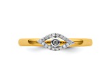 14K Yellow Gold Over Sterling Silver Stackable Expressions Evil Eye Diamond Ring 0.087ctw