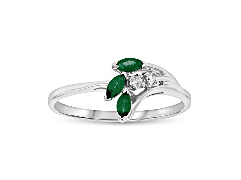 0.28ctw Emerald and Diamond Ring in 14k White Gold