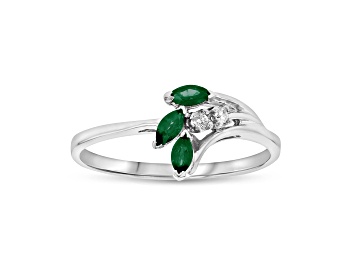 Picture of 0.28ctw Emerald and Diamond Ring in 14k White Gold