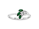 0.28ctw Emerald and Diamond Ring in 14k White Gold