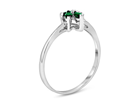 0.28ctw Emerald and Diamond Ring in 14k White Gold
