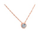 Round Aquamarine and Cubic Zirconia 18K Rose Gold Over Sterling Silver Pendant with chain, 0.74ctw