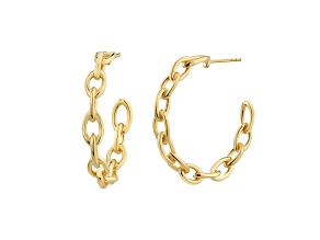 14K Yellow Gold Over Brass Link Hoops