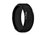 KNIGHT Steel Chain Black Titanium Wedding Ring Polished Beveled Edges Set with Black Diamonds 10mm