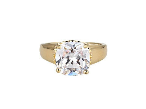 White Cubic Zirconia 18k Yellow Gold Over Sterling Silver April Birthstone Ring 6.71ctw