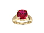 Lab Created Ruby And White Cubic Zirconia 18k Yellow Gold Over Silver July Birthstone Ring 4.42ctw