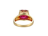 Lab Created Ruby And White Cubic Zirconia 18k Yellow Gold Over Silver July Birthstone Ring 4.42ctw