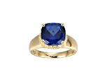 Lab Blue Sapphire And Cubic Zirconia 18k Yellow Gold Over Silver September Birthstone Ring 4.45ctw