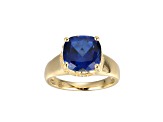 Lab Blue Sapphire And Cubic Zirconia 18k Yellow Gold Over Silver September Birthstone Ring 4.45ctw
