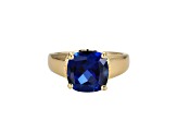 Lab Blue Sapphire And Cubic Zirconia 18k Yellow Gold Over Silver September Birthstone Ring 4.45ctw