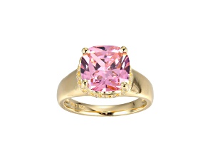 Pink And White Cubic Zirconia 18k Yellow Gold Over Silver October Birthstone Ring 7.12ctw