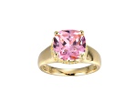Pink And White Cubic Zirconia 18k Yellow Gold Over Silver October Birthstone Ring 7.12ctw